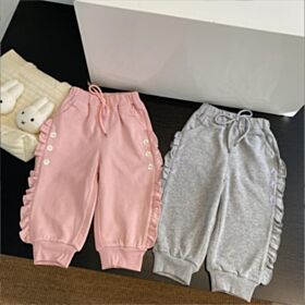 18M-6Y Daisy Lotus Solid Color Trousers Wholesale Kids Boutique Clothing