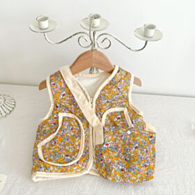 3-24M Floral Print Vintage Style Sleeveless Coat Vest And Bag Baby Wholesale Clothing KKHQV491813