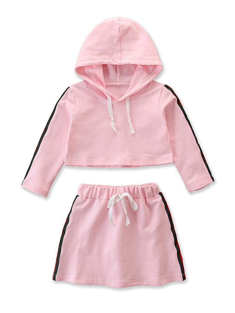 pink hoodie skirt set