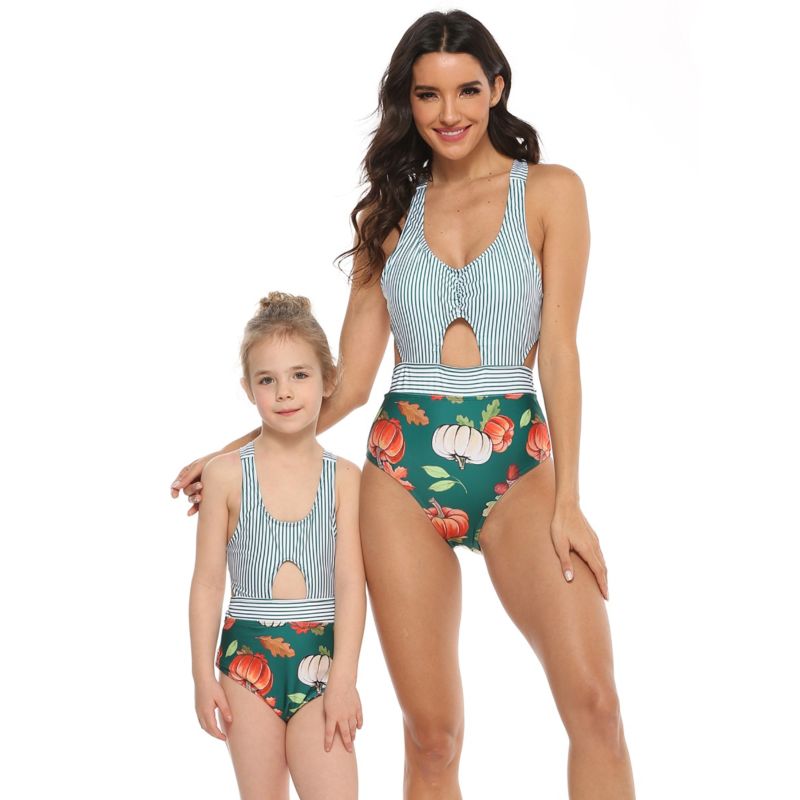 Mommy and Me Pumpkin One Piece Swimwear Wholesale