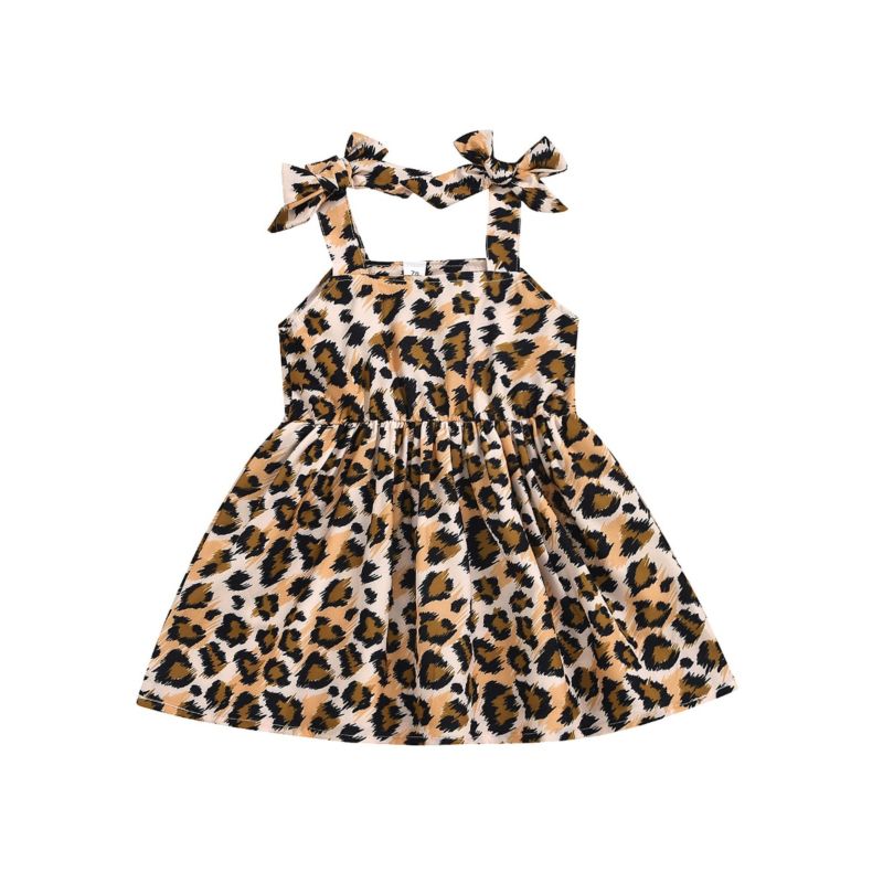 Wholesale Cute Baby Girl Leopard Print Tie Dress 200405
