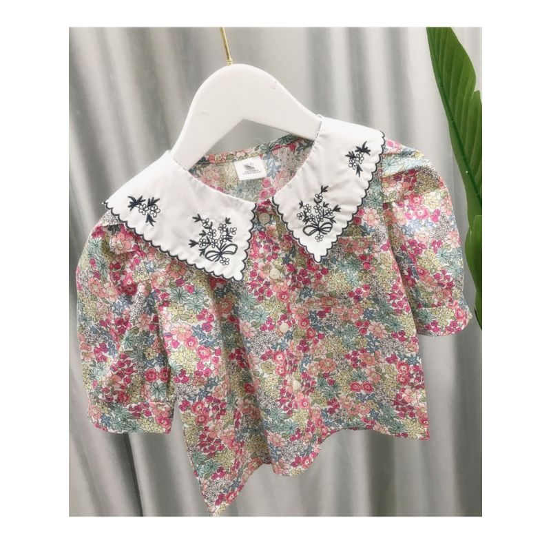 Wholesale Little Girl Puff Sleeve Floral Top 200504909