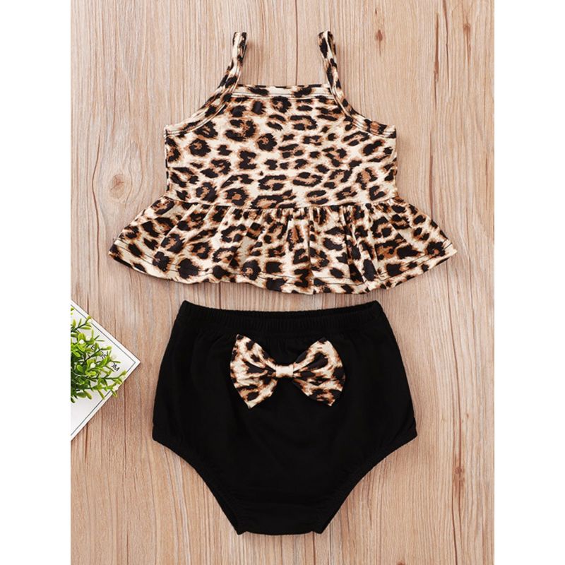 Wholesale 2 Piece Baby Girl Leopard Printed Set Cami To