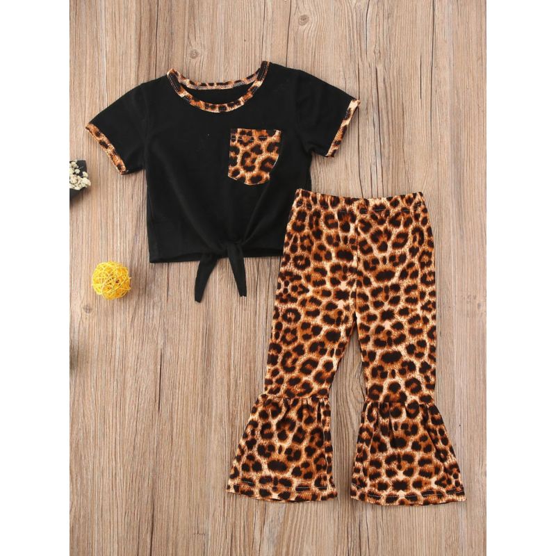 Wholesale 2Piece Little Girl Leopard Printed Set Self