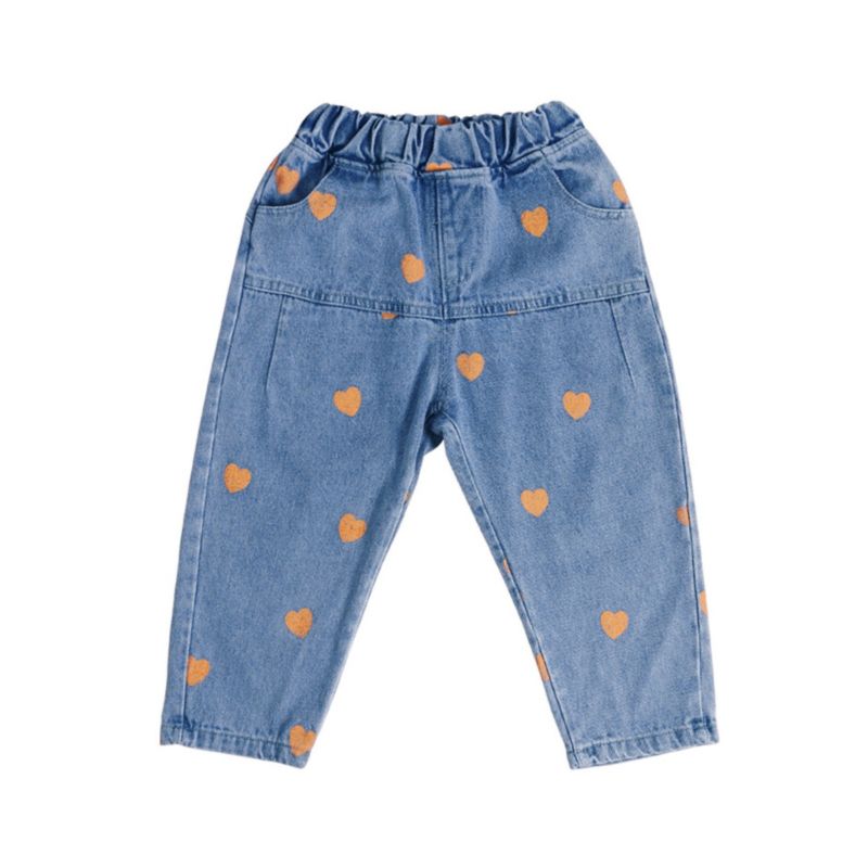 Wholesale Toddler Girl Love Heart Elastic Waist Jeans 2