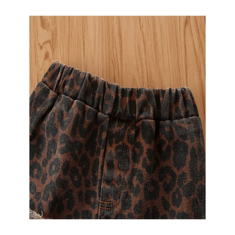 Wholesale Little Girl Leopard Print Ripped Flared Pants
