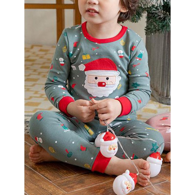 Wholesale 2 Pieces Kid Girl Christmas Pajamas Set Santa