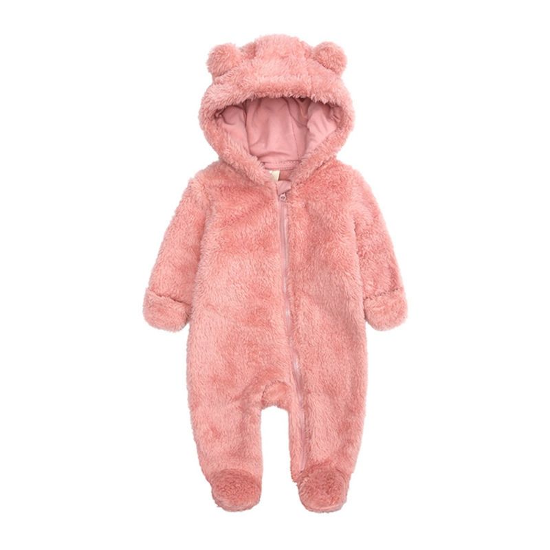 Wholesale Baby Bear Style Plain Teddy Fleece Hooded Foo