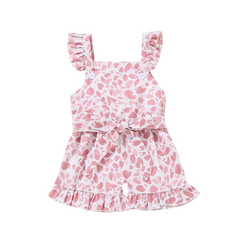 Wholesale Baby Girl Leopard Print Belted Strap Romper 2