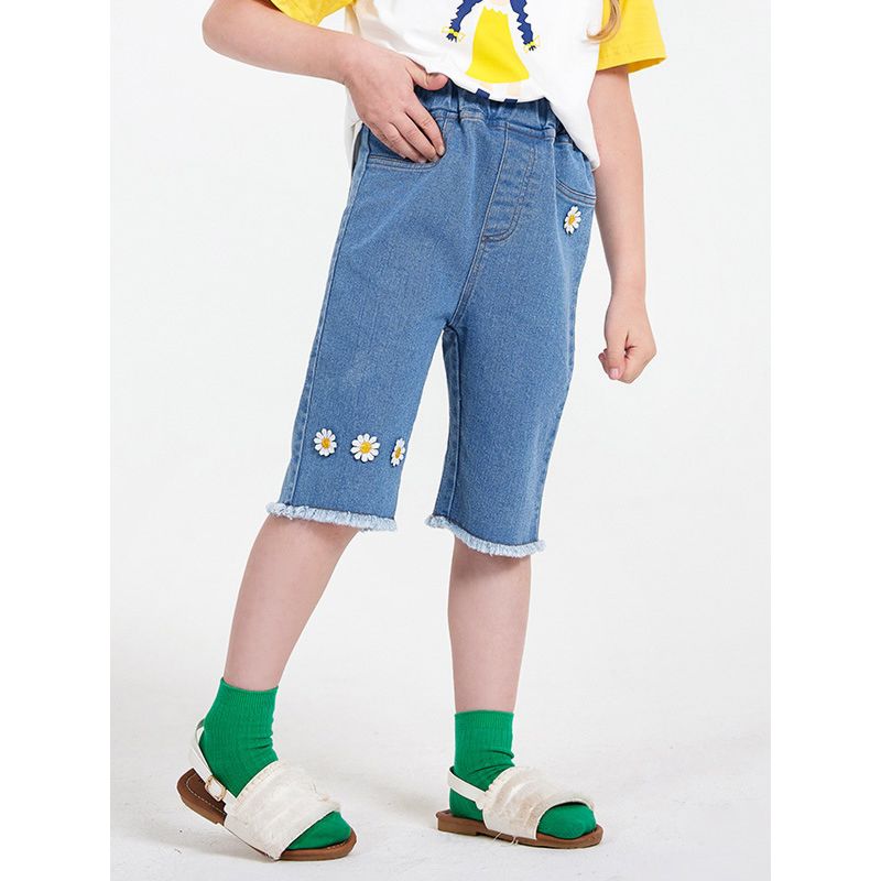 Wholesale Kid Girl Daisy Flower Denim Shorts 210524548