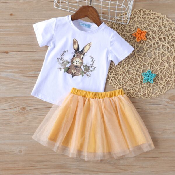 18M-6Y Toddler Girls Sets Easter Rabbit T-Shirts & Mesh Skirts Wholesale Girls Clothes V3823031500050