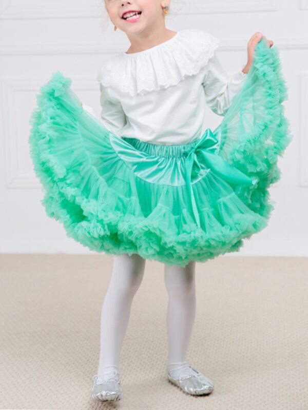 Solid Color Fold Baby Girl Tutu Skirt Preschooler Kids Pettiskirt