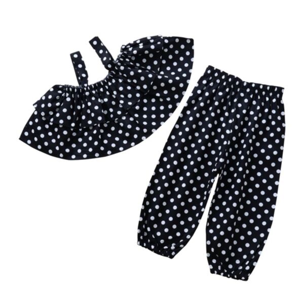 2-Piece Summer Chic Polka Dots Suspender Top and Pants Outfits