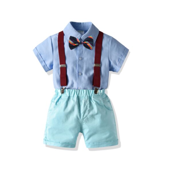 18M-7Y Toddler Boys Suit Sets Rainbow Bowtie Shirts & Shorts Wholesale Boys Clothing V3823031600231