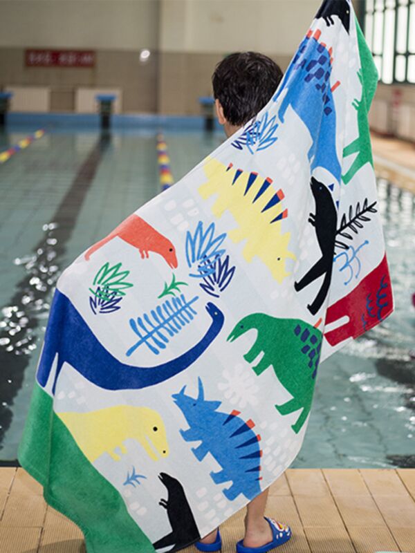 Multi-color Cut Velvet Beach Towel Cartoon Printed Formaldehyde-free Bath Towel