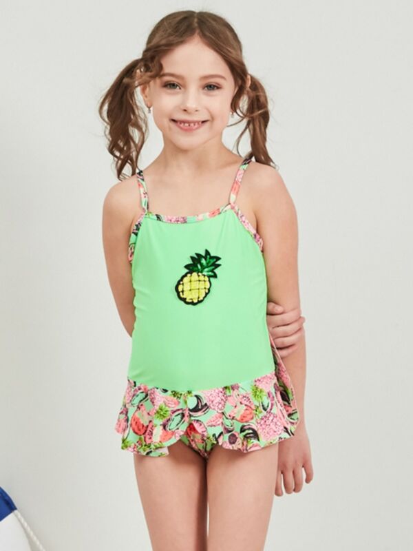 Pineapple Little Big Girl Frilled One Piece Bathing Suit
