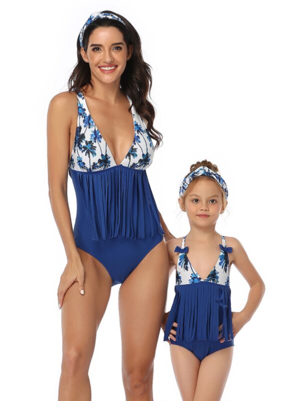 Mommy and Me Fashion Tassel Trim Bathing Suit