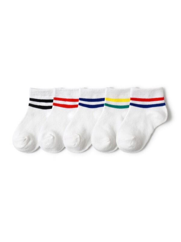 5-Pack Multi Pattern Baby Kid Socks White