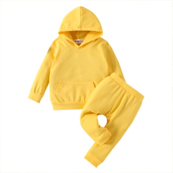 9M-3Y Autumn Clothing For Toddler Unisex Solid Color Hooded Sweatshirt And Sweatpants Two-Piece Set Wholesale Baby Clothing KSV600369