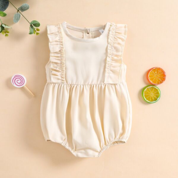 0-12M Solid Color Lotus Sleeveless Romper Baby Wholesale Clothing V4923032707