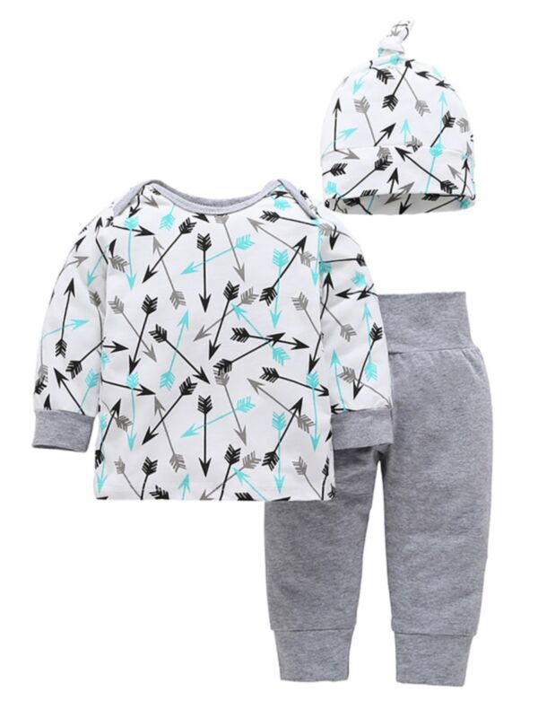 3-Piece Spring Baby Unisex Arrows Clothes Outfits