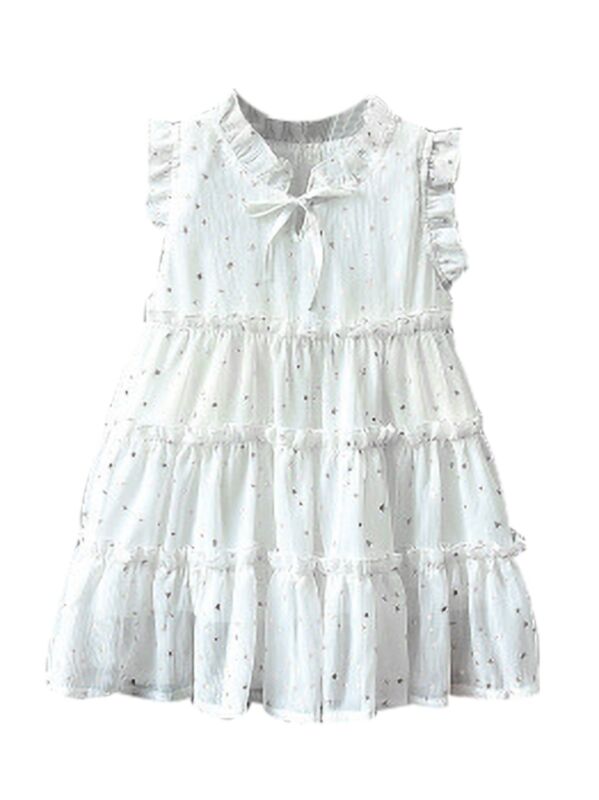 Little Girl Stars Overall Print Ruffle Dress