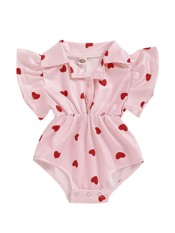 Turn-down Collar Flare Sleeve Romper