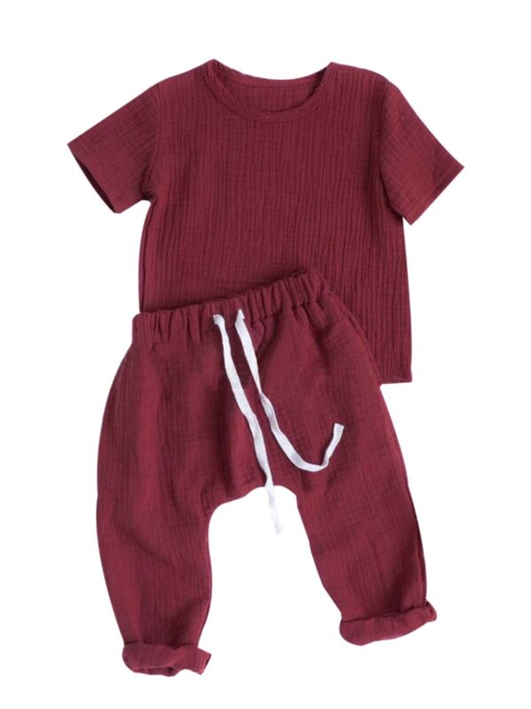 2-Piece Baby Unisex Muslin T-shirt and Trousers Outfits