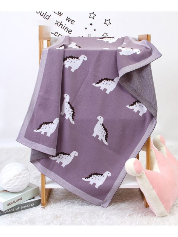 Cute Baby Dinosaur Knit Blanket 