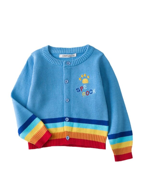 Spring Little Girl Rainbow Knit Cardigan