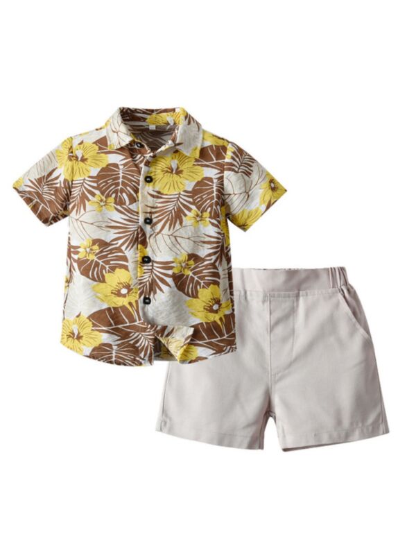 2-Piece Baby Toddler Boys Hawaii Shirt and Shorts Set