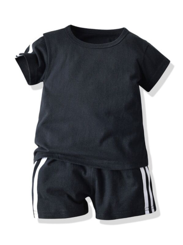 2-Piece Summer Baby Toddler Boy T-shirt and Pull-on Shorts Set