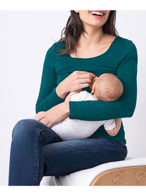 Solid Color Maternity Nursing Pullover Round Collar