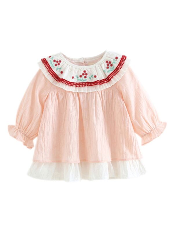 Baby Girl Flowers Embroidery Dress Long Sleeve