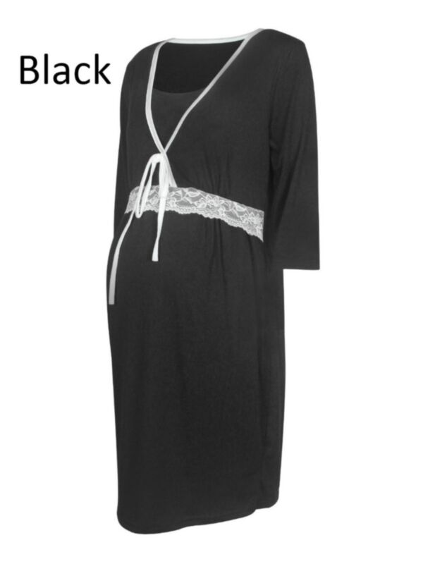 Lace Trim Maternity & Nursing Nightdress