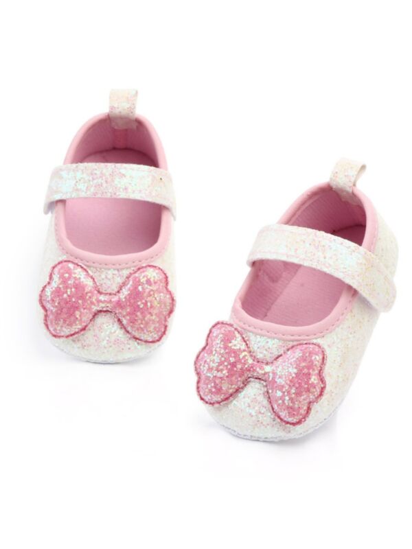 Bow Sequins Crib Princess Shoes
