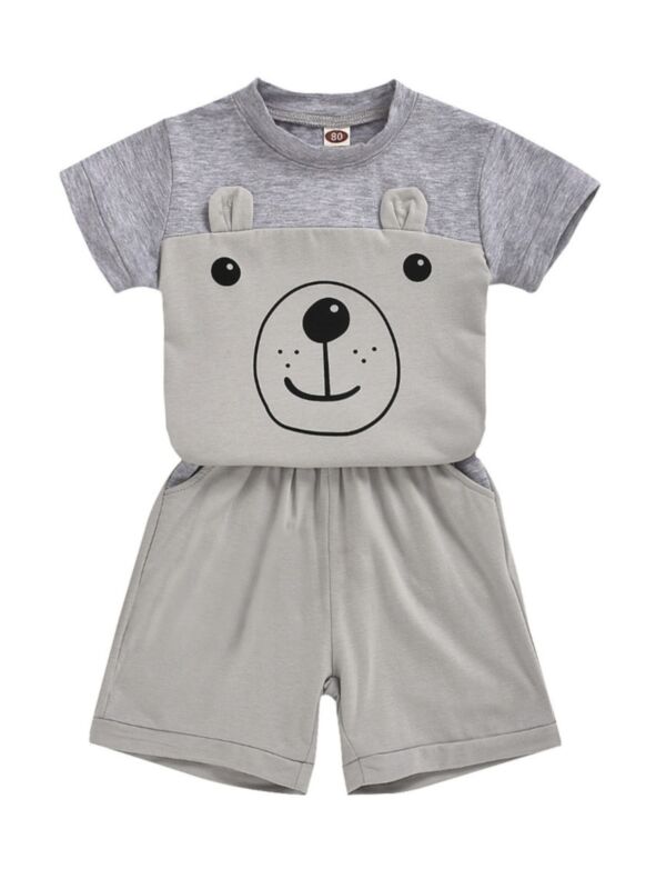 2-Piece Toddler Boys Bear T-shirt and Shorts Outfits