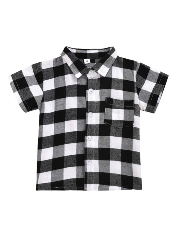 Toddler Boy Plaid Turn-down Collar Shirt 