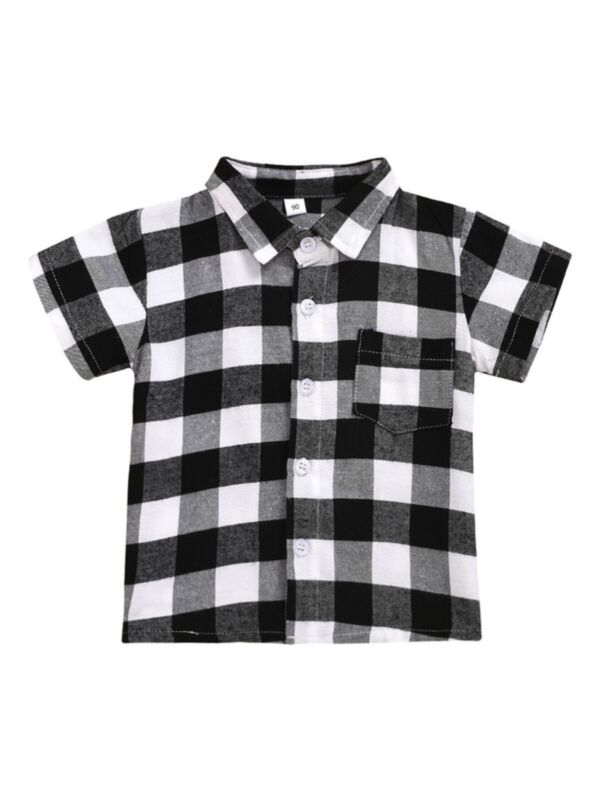 Toddler Boy Plaid Turn-down Collar Shirt