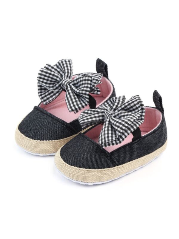 Lovely Baby Girl Plaid Bowknots Shoes