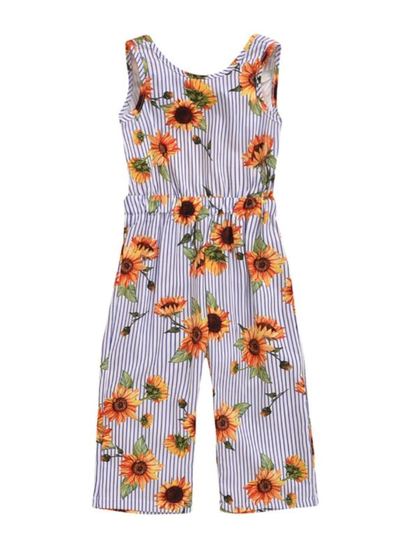 Stylish Sunflowers Pinstripe Tank Jumpsuit