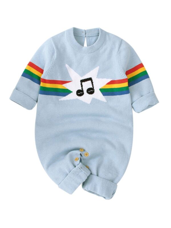 Spring Baby Unisex Note Knit Jumpsuit