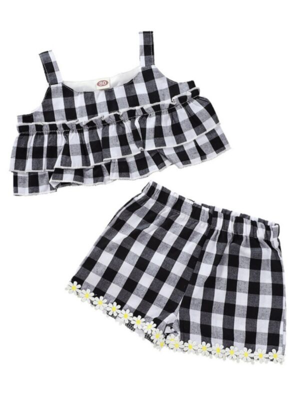 2-Piece Baby Girl Plaid Set Top & Shorts