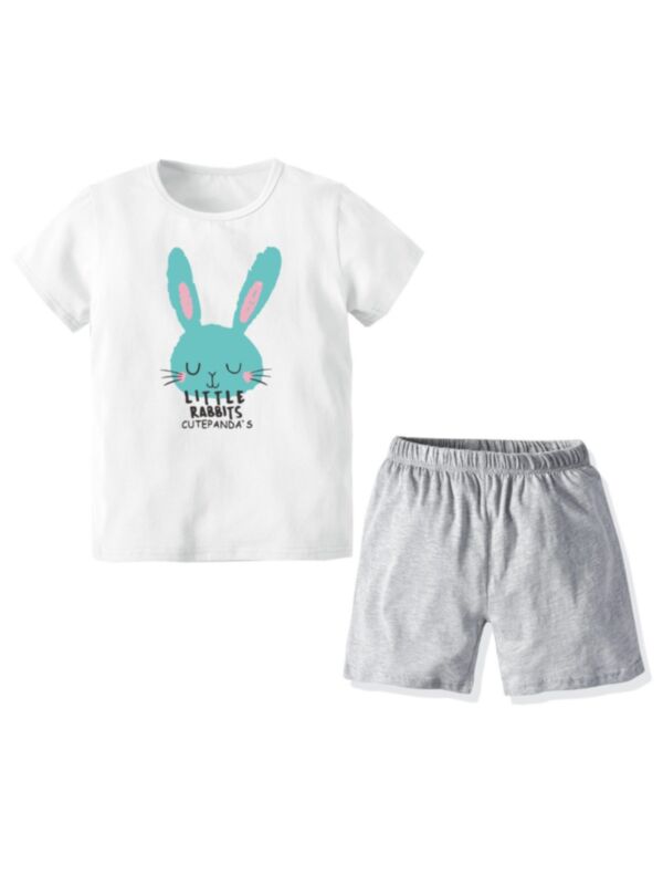 2-Piece Little Kids Rabbit T-shirt and Pull-on Shorts Set