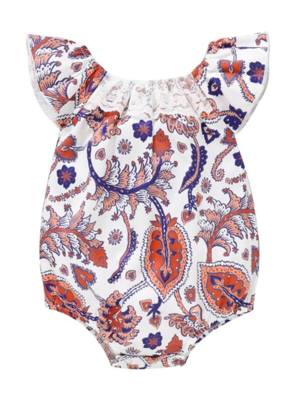 Baby Girl Vintage Lace Floral Bodysuit
