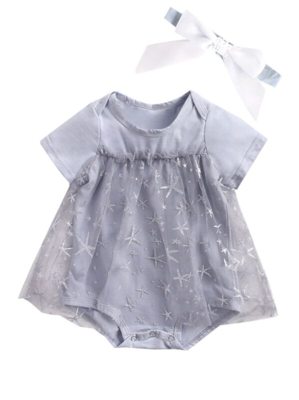 Baby Girl Starfish Mesh Bodysuit Dress