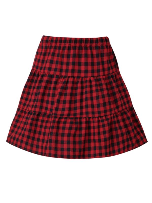 British Style Little Girl Plaid Skirt 