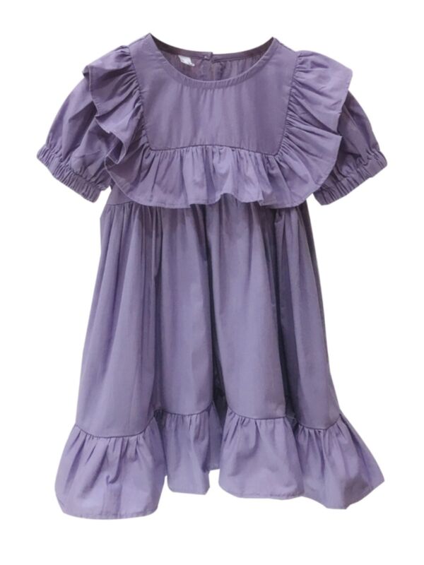 Little Girl Ruffle Purple Dress