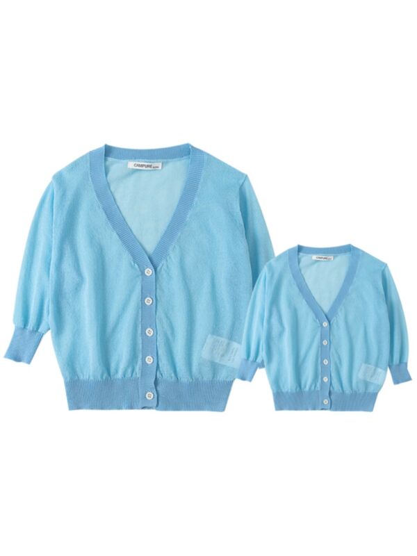 Mommy and Me Solid Color Cardigan 