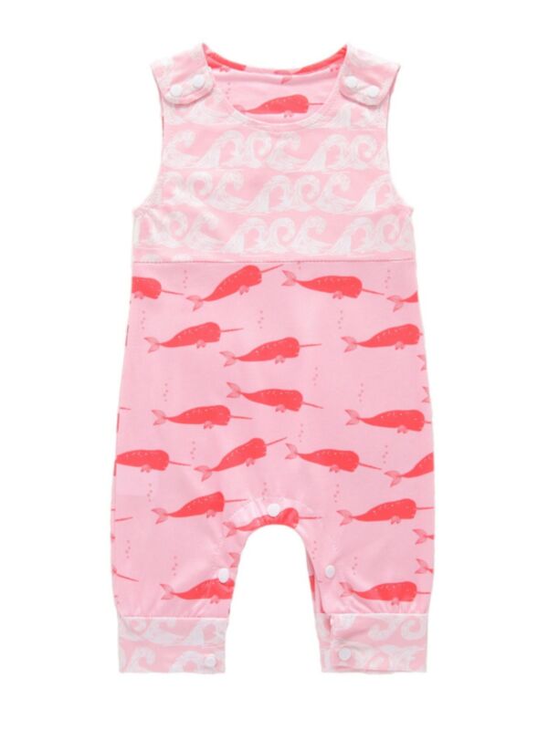 Baby Girl Dolphin Pink Tank Jumpsuit